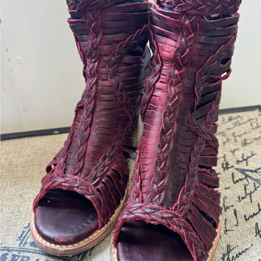 Freebird By Steven Burgundy Braided Sandals